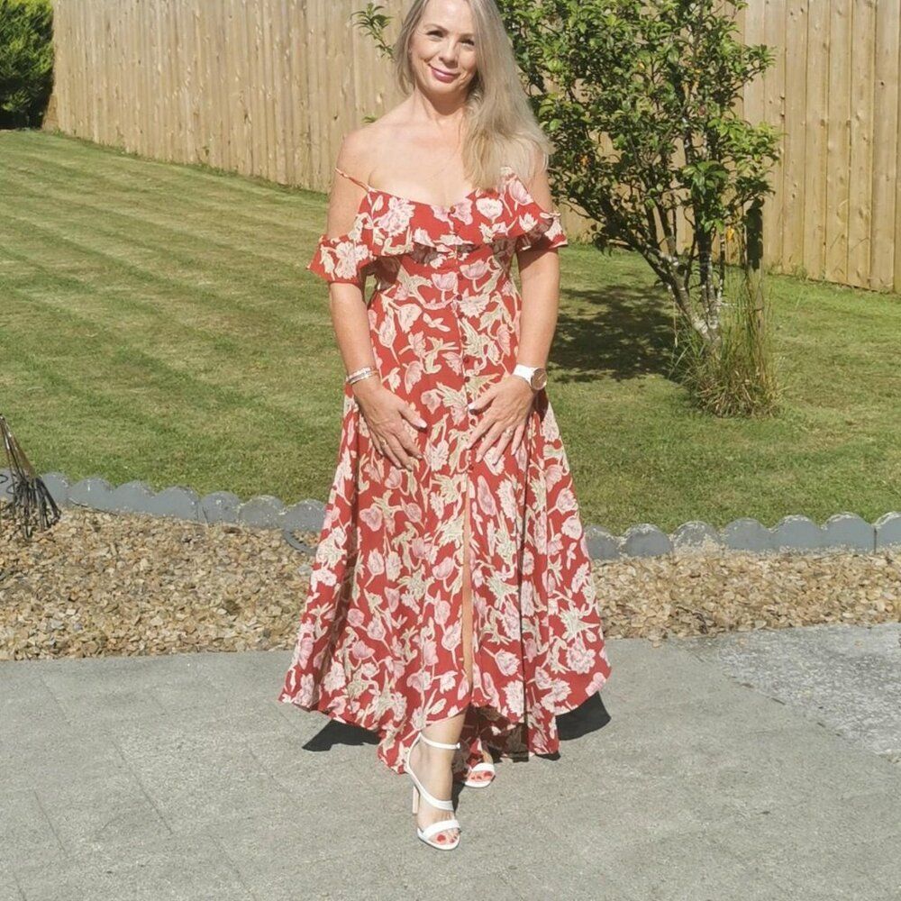 TOPSHOP Hanky XS Floral Maxi Long Dress Whimsical Summer Fairy Feminine Coquette